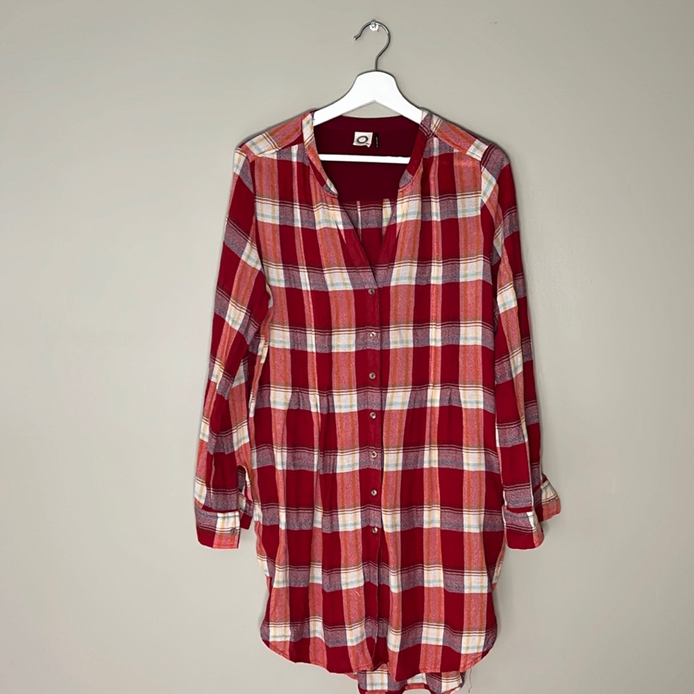 Anthropologie Red Plaid Shirt Size M